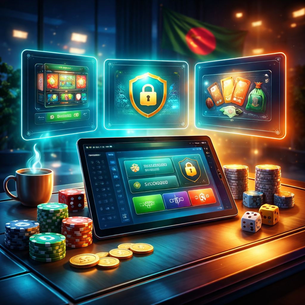 Stylish digital casino environment highlighting secure gameplay, game variety and mobile access for CW52 members in Bangladesh