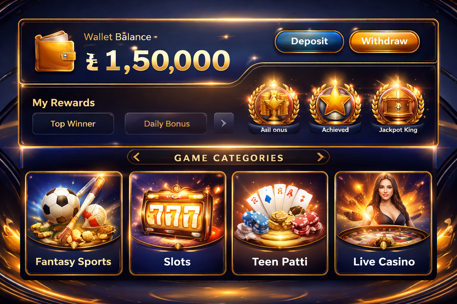 CW52 member dashboard concept showing rewards wallet features and smooth navigation in a vibrant gaming setup